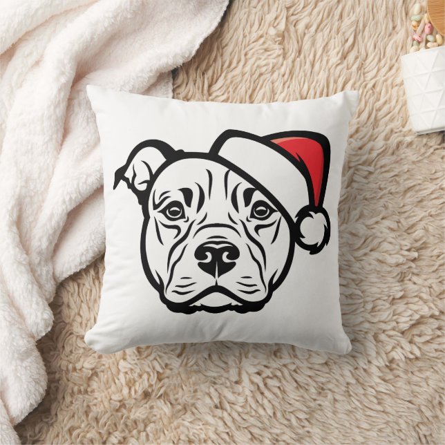 Santa Tassar: AmStaff Hund in Festive Hat Kudde (Filt)