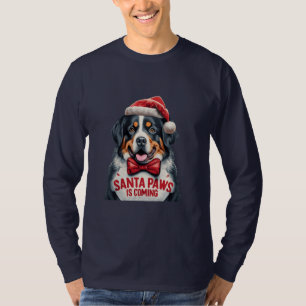 Santa Tassar är på väg mot Bernese Hund jul T Shirt