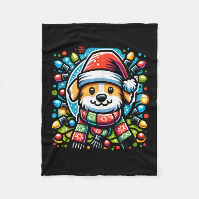 Santa Tassar Cute Jul Hund design för djur Lo Fleecefilt (Framsidan)
