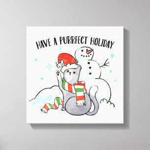 Santa tassar har en Purrfect helgdag Canvastryck