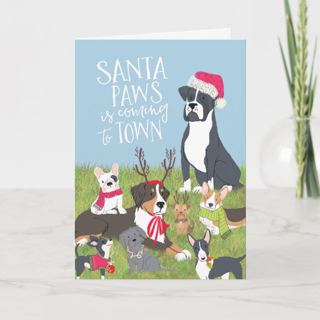 "Santa Tassar"-Hund-Godkänt julkort Helgkort (Framsida)