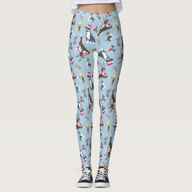 Santa tassar - Hund-Themed jul Leggings (Framsida)