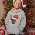 Santa Tassar jul Brown och Tan Fransk Bulldog T Shirt<br><div class="desc">Santa Tassar kommer till stan! Denna bruna och bruna fransk bulldog är redot för julens helgdagar som bär en röd julhatt och naturligtvis,  för att inte glömma snyggtens solglasögon också.</div>