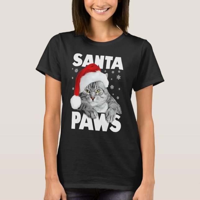 Santa Tassar jul Kattunge Funny T Shirt (Framsida)