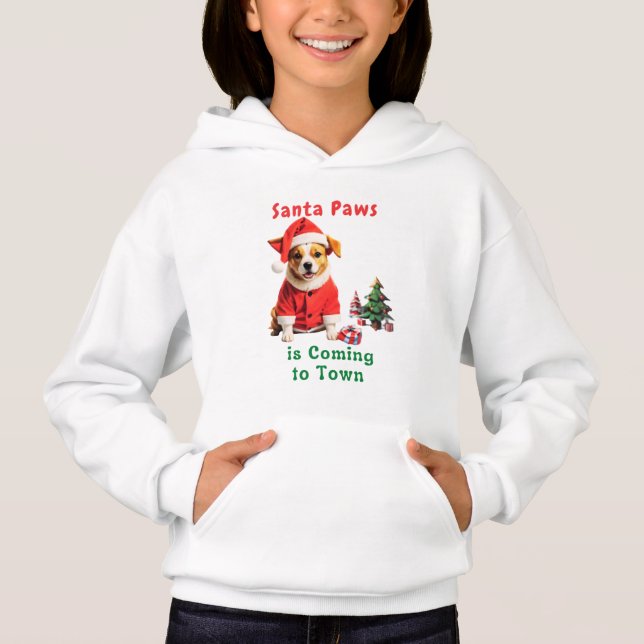 Santa Tassar kommer till Town Festive Pet T Shirt (Framsida)