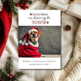 Santa Tassar kommer till Town! Hund fotojul Julkort