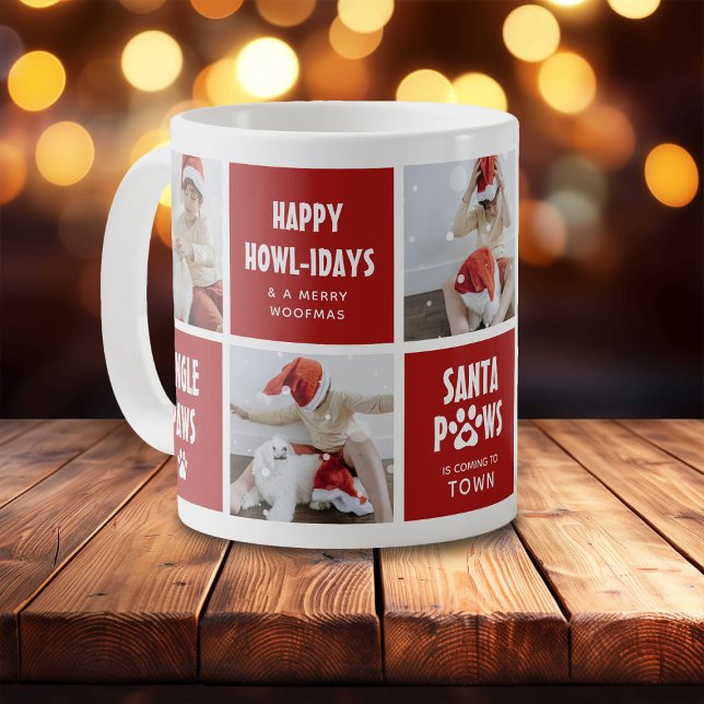 Santa Tassar, Lycklig Howlidays 5 Photo Hund jul Kaffemugg (Skapare uppladdad)