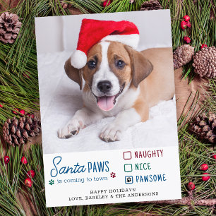 Santa Tassar Naughty Nice Pawsome Hund Pet Photo Julkort