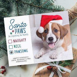 Santa Tassar Naughty Nice Pet Hund Photo Helgdag Vykort