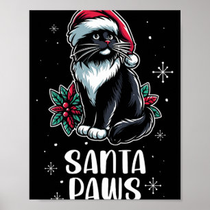 Santa Tassar Tuxedo Cat Wearing Santa Hat jul Poster