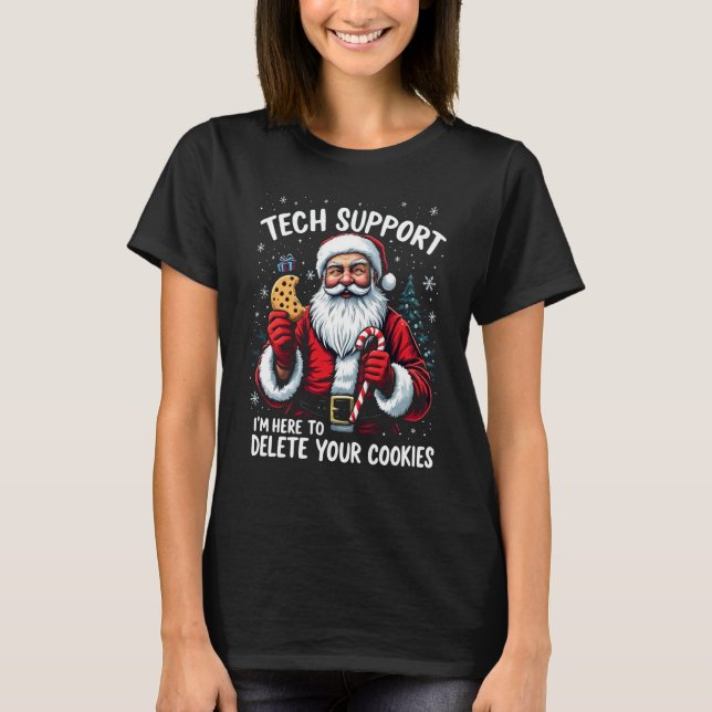 Santa Tech Support jul Humor T-Shirt (Framsida)