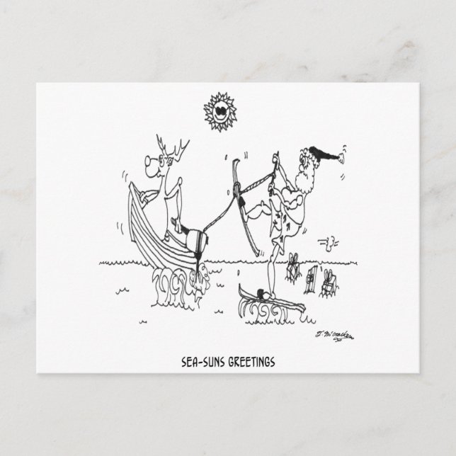 Santa Tecknad 6193 Helg Vykort (Framsida)