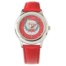 Santa Teddy Red and White Stars God jul Armbandsur