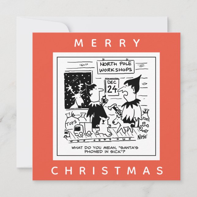 Santa Telefoner på Sick till sin North Pole Worksh Kort (Framsida)