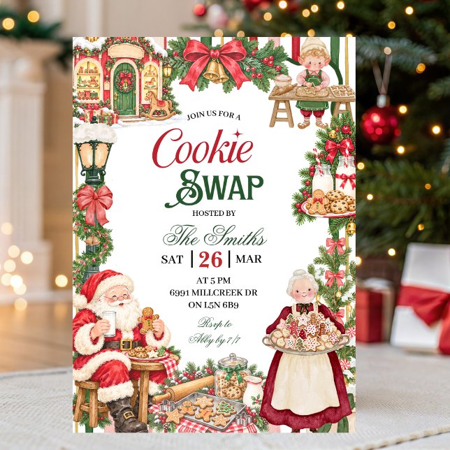 Santa-tema Cookie Swap Julfest Inbjudningar (Skapare uppladdad)