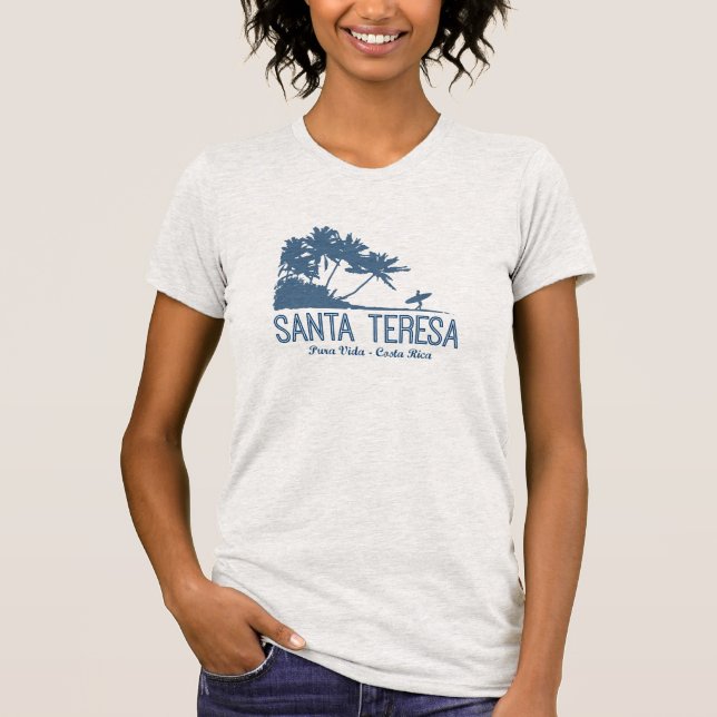 Santa Teresa Costa Rica Surfing Beach Tee Shirt (Framsida)