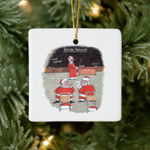 Santa Test fyrkantig keramisk prydnad Julgransprydnad Keramik