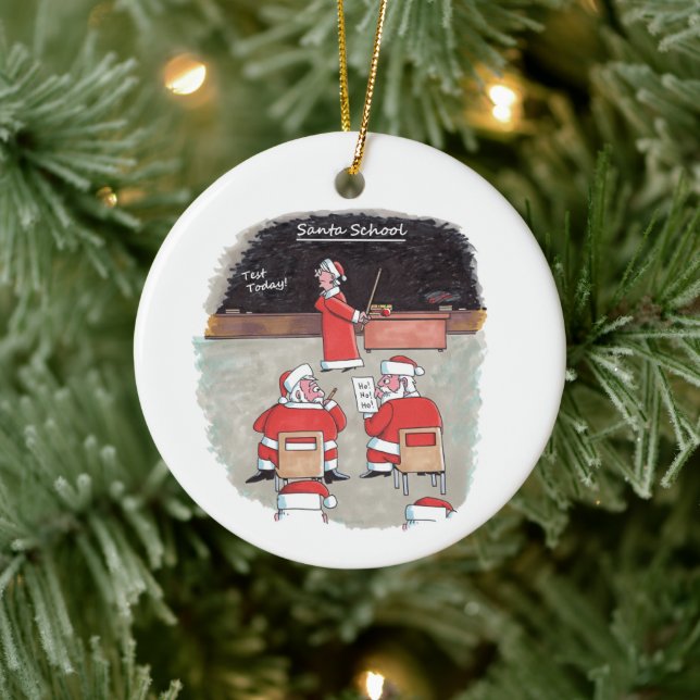 Santa Test rund keramisk prydnad Julgransprydnad Keramik (Träd)