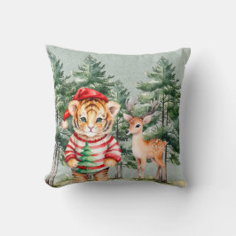 Santa Tiger och Gräs-Träd-julen Kudde