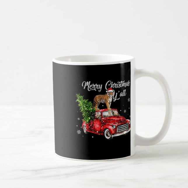 Santa Tiger Ride Red Lastbil Ugly Sweater jul Kaffemugg (Höger)