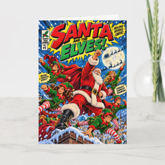 Santa & Tomtenissarna Superhjälte Julkort | Retro Kort