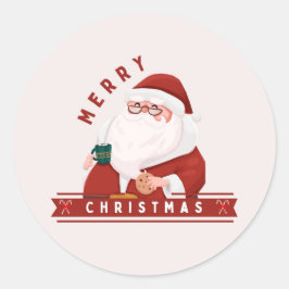 Santa & Träd Magi – Juldekaler & Inbjudningar Runt Klistermärke