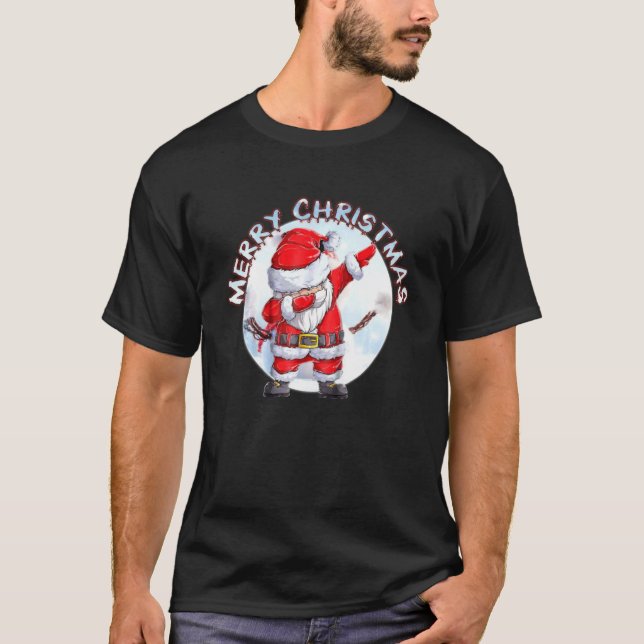 Santa Träd Snö Man Guy Dab Dabbing Move Merry Chr T Shirt (Framsida)