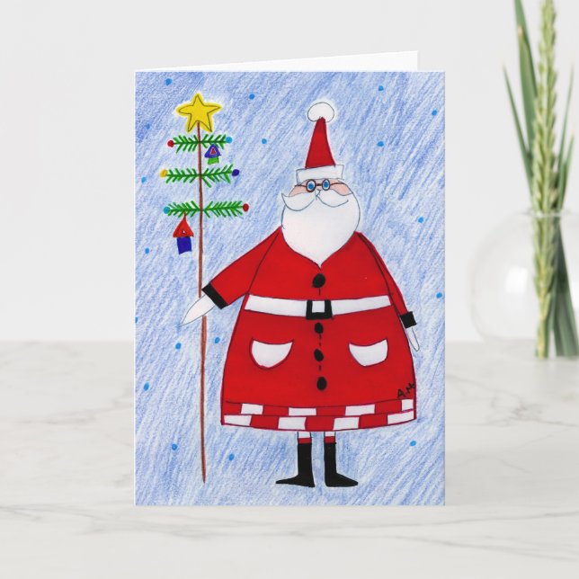 santa & trädgren helgkort (Framsida)