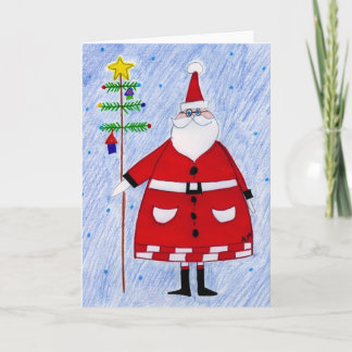 santa & trädgren helgkort