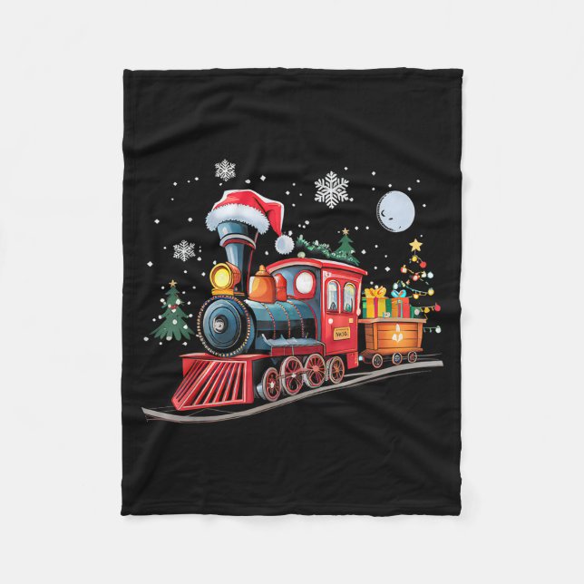 Santa Train Lights Christmas Driving Xmas Boys Kid Fleecefilt (Framsidan)