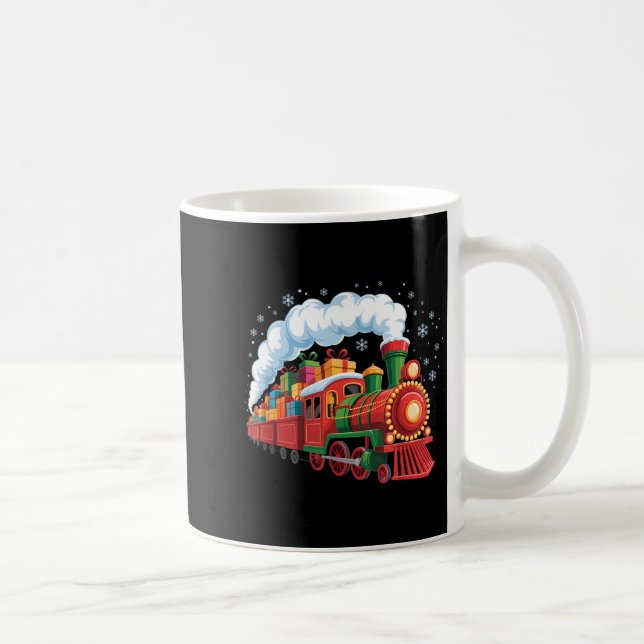 Santa Train Lights Snow Christmas Funny Winter Hol Kaffemugg (Höger)
