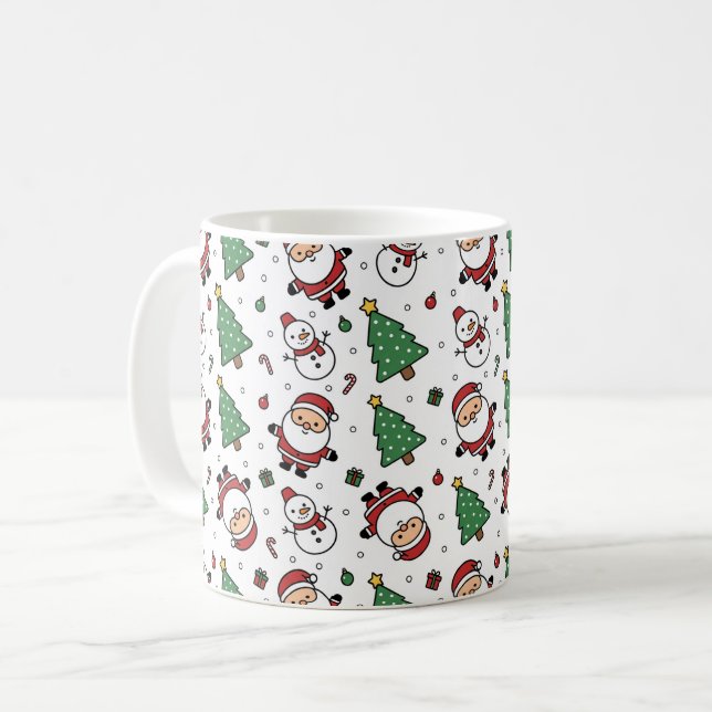 Santa, Tree & Snowman Christmas Mug Kaffemugg (Framsida vänster)