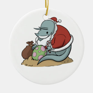 Santa Triceratopsprydnad Julgransprydnad Keramik