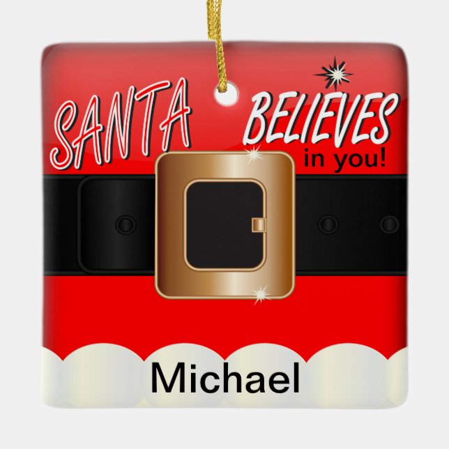 Santa Tro i dig Julgransprydnad Keramik (Framsida)