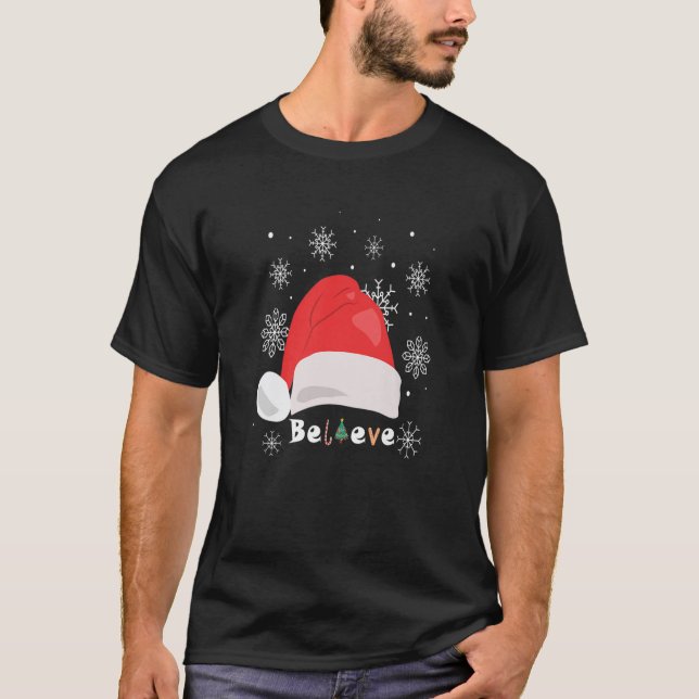 Santa Tro julpajamas för pojkar flickor och pojkar T Shirt (Framsida)