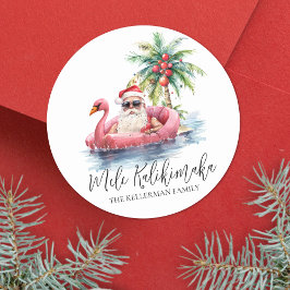Santa Tropical Beach Mele Kalikimaka jul Runt Klistermärke