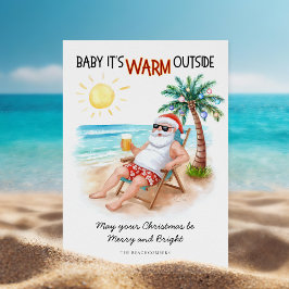 Santa Tropical Beach Vacation Christmas Julkort