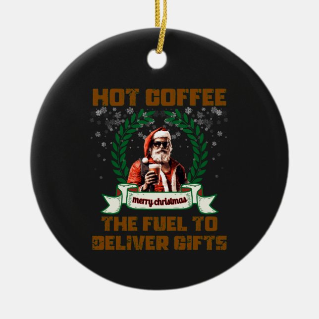 Santa Trucker Coffee Helgdag Delivery jul Ro Julgransprydnad Keramik (Framsidan)