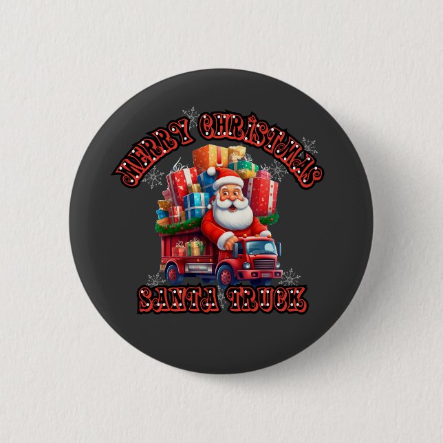 Santa Trucker Kids jul jul Festive Helgdag Magic Knapp (Framsida)