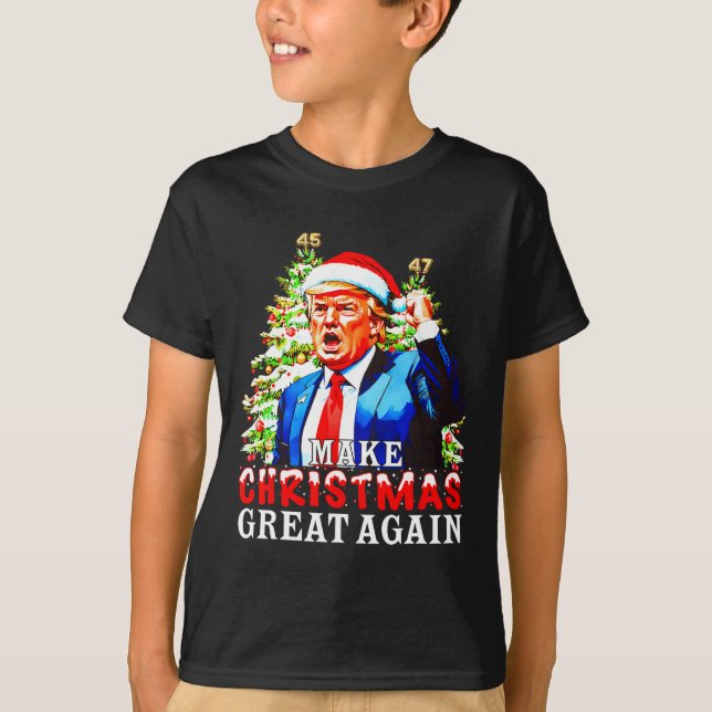 Santa Trump 45-47 Julafton Pajamas Gör jul till Gr T Shirt (Framsida)