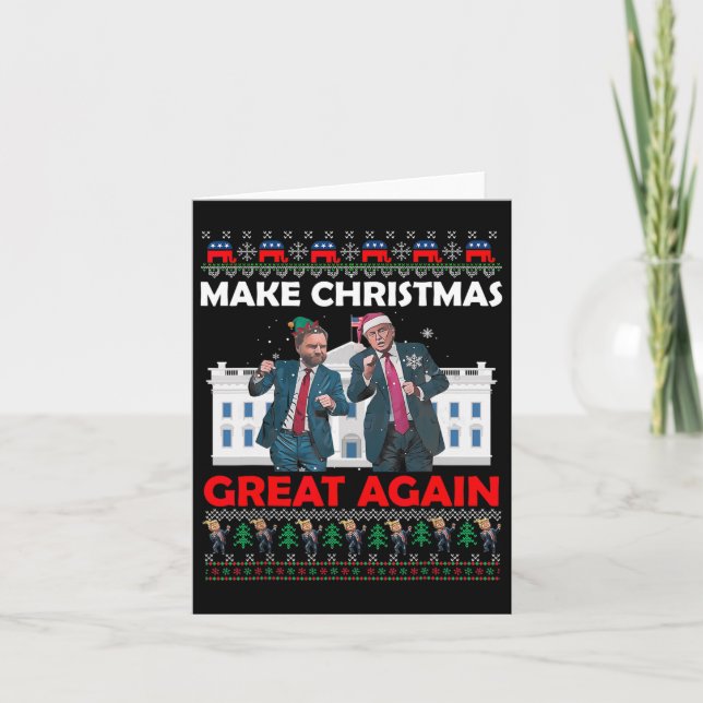 Santa Trump Dance Gör jul Underbar igen Julafton Kort (Framsida)