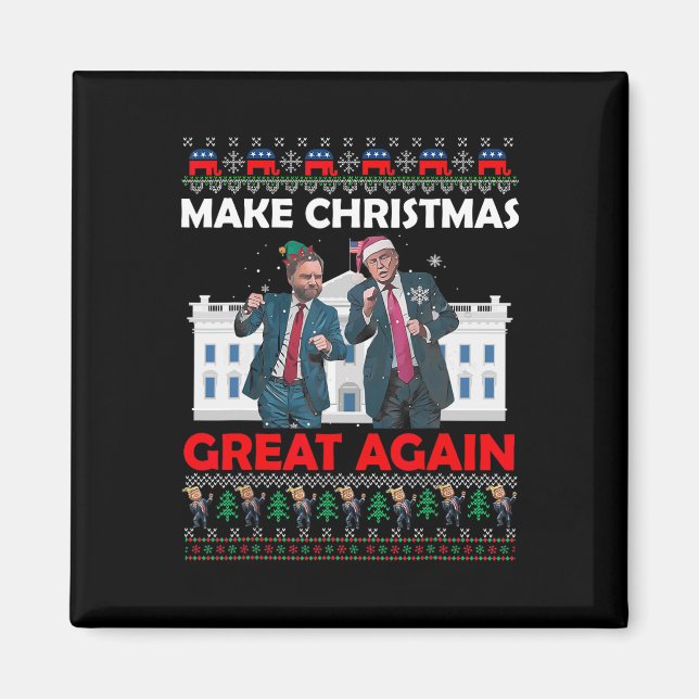 Santa Trump Dance Gör jul Underbar igen Julafton Magnet (Framsidan)