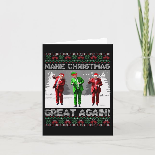 Santa Trump Dance Gör julen Underbar igen till Uga Kort (Framsida)