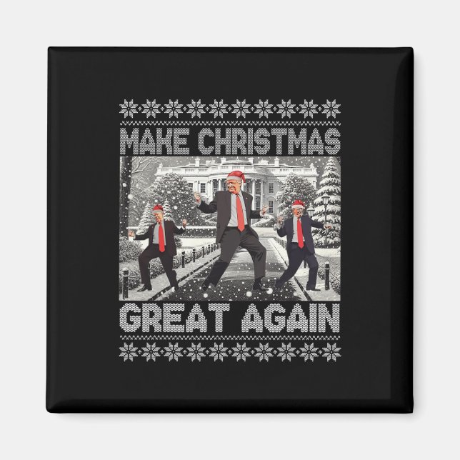 Santa Trump Dance Gör julen Underbar igen till Uga Magnet (Framsidan)