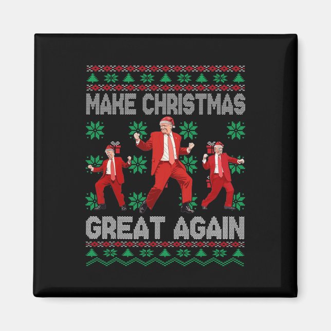 Santa Trump Dance Gör julen Underbar igen till Uga Magnet (Framsidan)