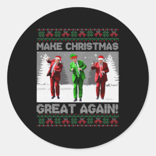 Santa Trump Dance Gör julen Underbar igen till Uga Runt Klistermärke