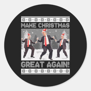 Santa Trump Dance Gör julen Underbar igen till Uga Runt Klistermärke