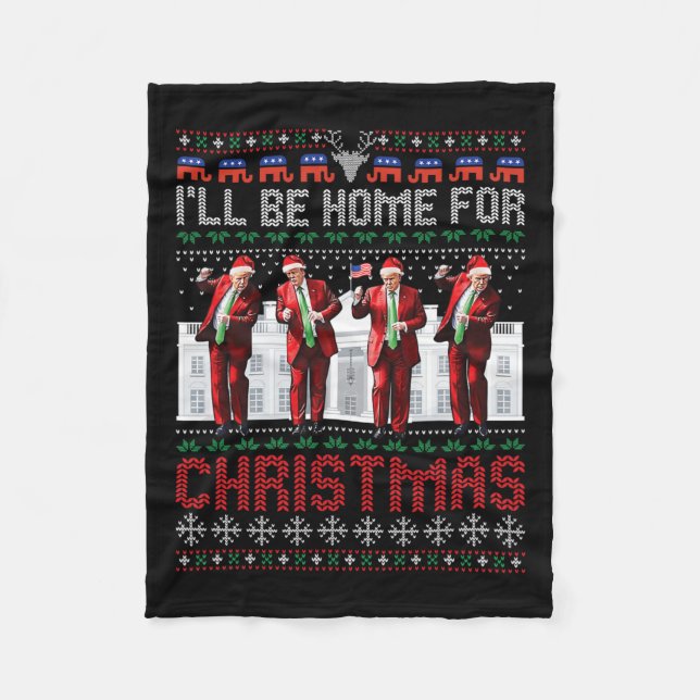 Santa Trump Dance jag kommer hem till jul Ugly Fleecefilt (Framsidan)