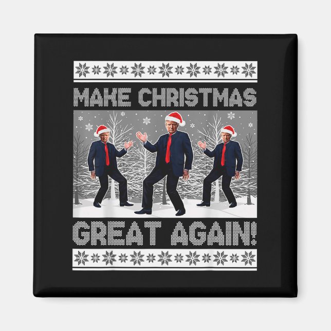 Santa Trump Dans Roligt Gör Julen Stor Igen Magnet (Framsidan)