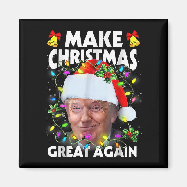 Santa Trump Gör julen Underbar igen Ugly Julafton  Magnet (Framsidan)